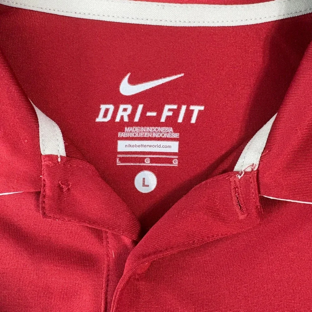 Nike Alabama Crimson Tide Polo Shirt Mens Large‎ Red Dri Fit Outdoor Golf Swoosh